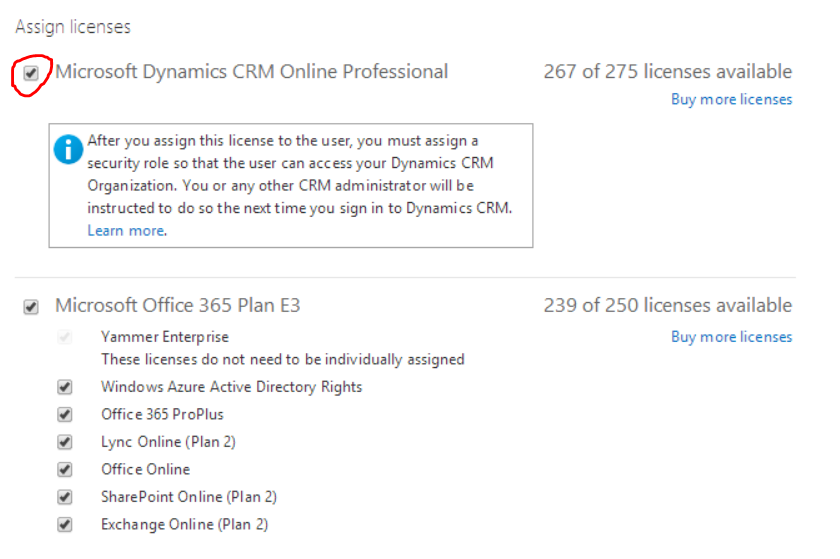 Office 365 Assign Dynamics CRM Online license
